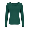 thumbnail image 4 of WRKEKC Blouse à Manches Longues pour Femmes, Couleur Unie, T-Shirt Décontracté à Col Rond pour Femmes, Tenue Quotidienne et de Bureau au Style Classique et Port Confortable, 4 of 7