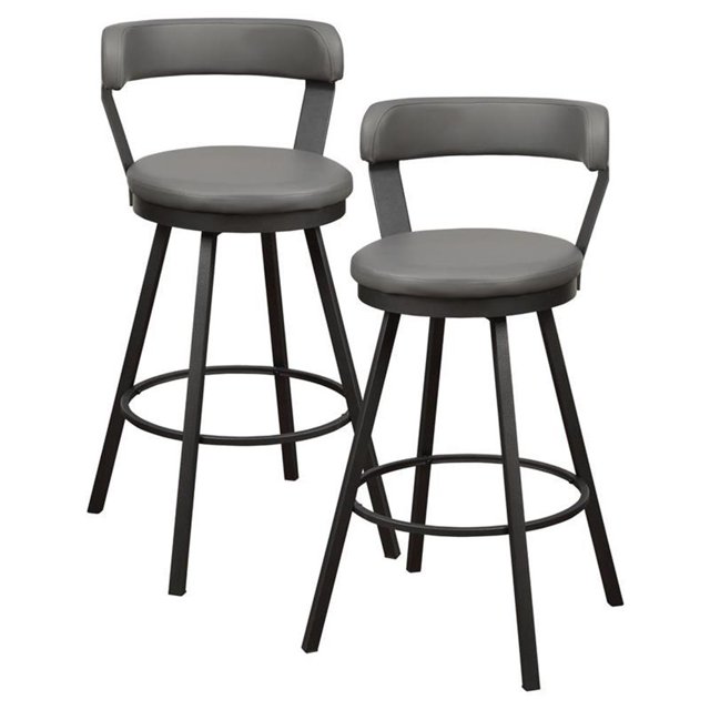 Lexicon Appert Metal Swivel Pub Height Chair in Mottled Silver/Gray (Set of 2)