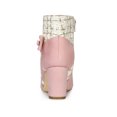 thumbnail image 2 of BLISSFUL STEP Women's Pointed Toe Plaid Block Heels Ankle Boots Pink 10, 2 of 7