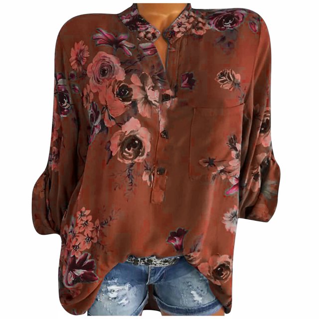 Birdeem Mode Femme Élégant Imprimé Floral Chandail à Boutons Décontracté Bas