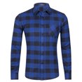 thumbnail image 1 of Pompotops Homme Automne Décontracté Coupe Ajustée Manches Longues Col Rabattu à Carreaux Poche Haut Blouse Chemise en Solde, 1 of 3