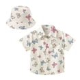 thumbnail image 1 of TZEWGL Short Sleeve Summer Cartoon Prints Beach Holiday Floral Print Shirt With Hat 2Pcs Set Clothes For Infnants size 18-24M, 1 of 5