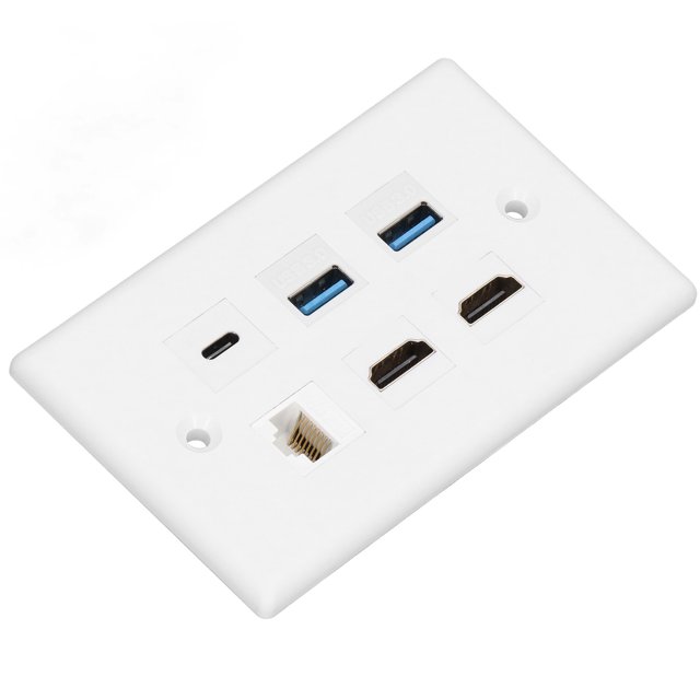 Plaque Murale à 6 Ports, Plaque Murale Cat6 RJ45 Largement Compatible Sans Gâchis de Fil pour Ordinateur
