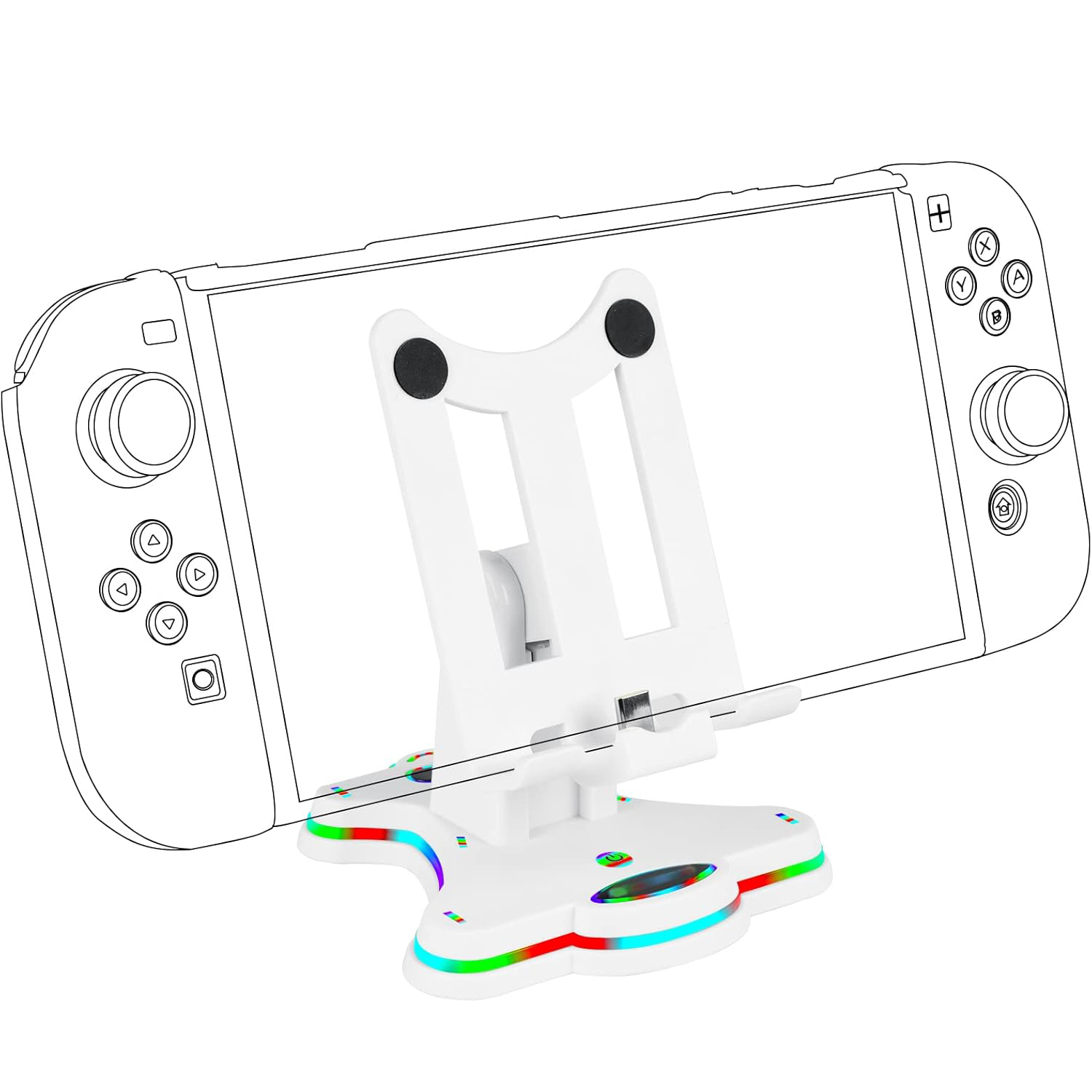 Charging Dock Compatible with Nintendo Switch, Switch Lite, Switch OLED, Portable Foldable Non-Slip Bracket, Adjustable Charging Stand with Type-C Charger Port Breathing Light