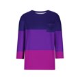 thumbnail image 3 of FAIWAD Womens 3/4 Sleeve Tunic Tops Color Block Round Neck Shirt Soft Lightweight Loose Top with Chest Pockets, 3 of 3