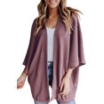 thumbnail image 1 of LinYooLi Kimono pour Femmes Ouvert devant Cardigan en Maille Gaufrée Pull Uni Manches Chauve-Souris Col Châle Cape Douce et Décontractée, 1 of 6