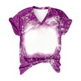 thumbnail image 4 of Hauts de Plage pour Femmes T-Shirt Imprimé Color Block Col Rond T-Shirt Décontracté Tee Col en V Tee pour Femme Violet G, 4 of 4