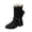 Black, variant on Lovzfmll Wide Calf Boots for Women, Plus Size Cowboy Riding Low Heel, Block Heel Round Toe Booties Belt Buckle Casual White Boots