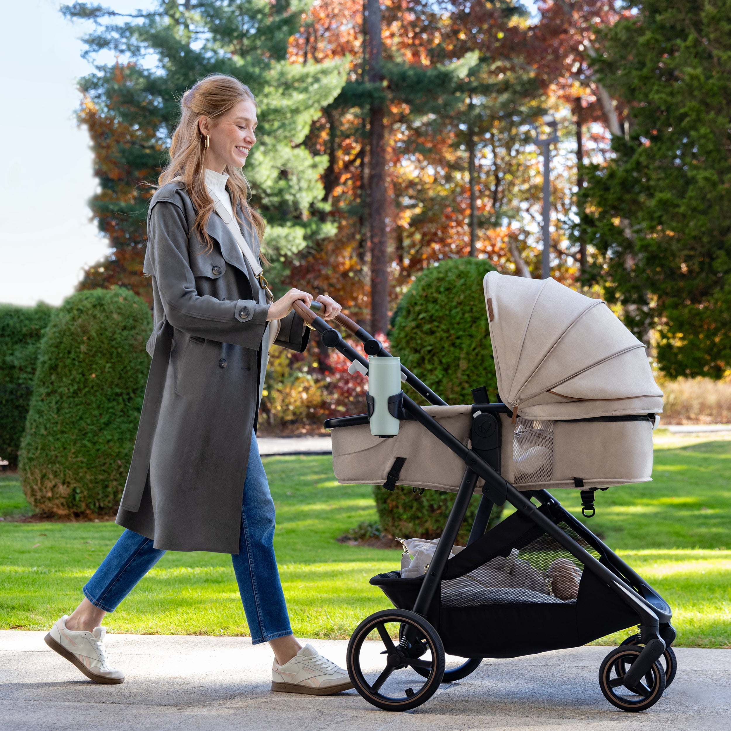 Evenflo Shyft Intuiti+ Stroller with Green & Gentle Fabric (Weight 3-55 lbs)