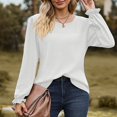 thumbnail image 4 of Timegard Blouse for Women Eyelet Scoop Neck Ruffle Long Sleeve Tops Fall Casual Comfy Tops Solid Color, 4 of 8