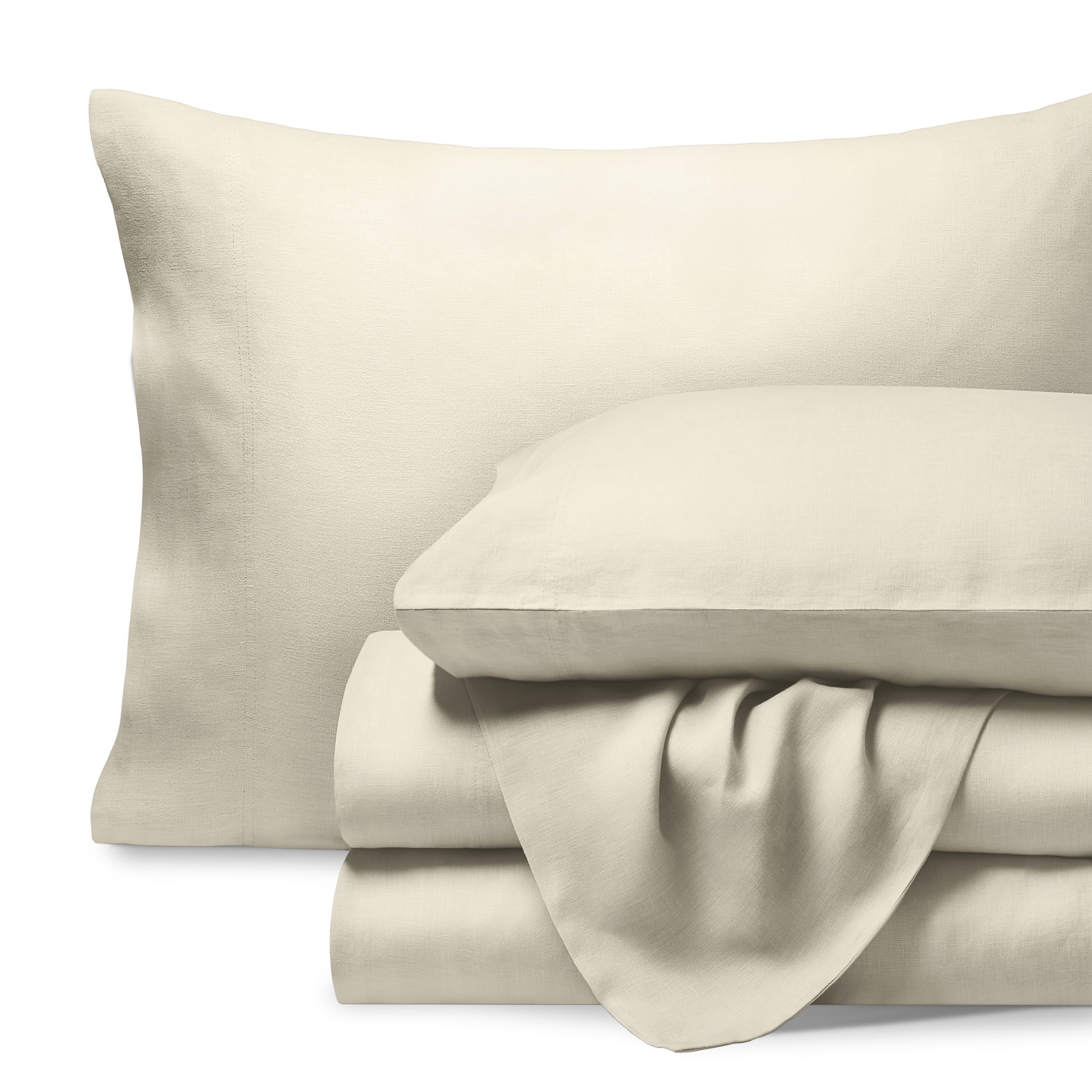Bare Home Linen Sheet Set - Deep Pocket - Breathable - 3-Pieces - Twin, Natural