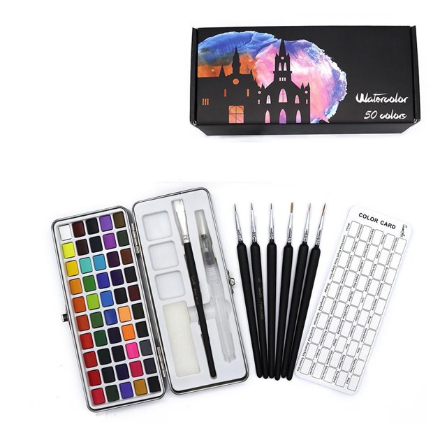 Lttoisl® 50/72/90 Colors Pure Water Color Paint Set Metal Iron Box Watercolor X5J4-1pcs-geschenk