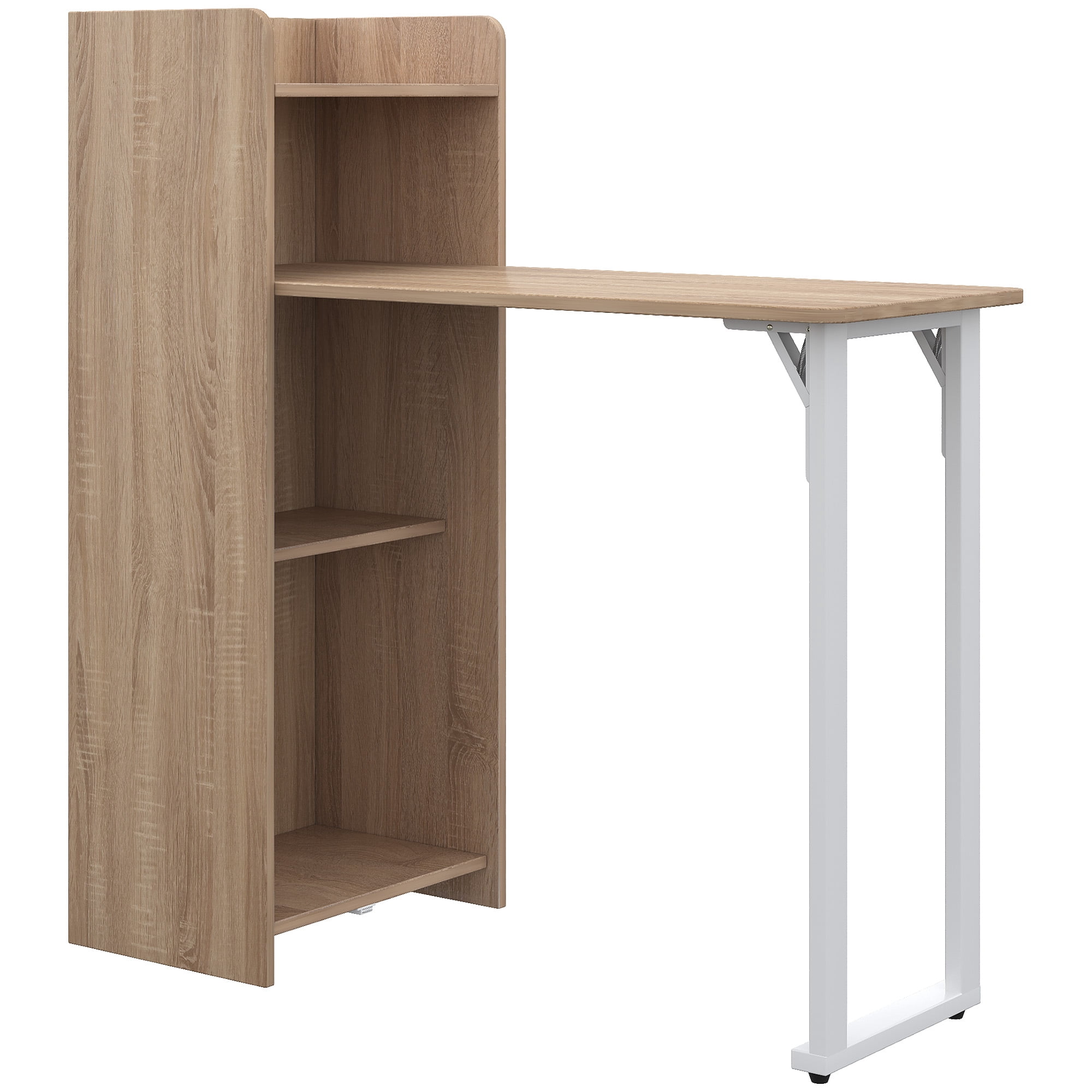 HOMCOM 2 In 1 Storage Cabinet & Dining Table 4-Tier w/ Drop Leaf Home