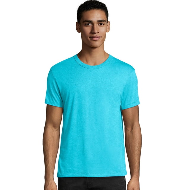 Hanes Mens Elevated Tee, L, Flying Turquoise Triblend