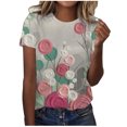 thumbnail image 1 of Birdeem T-Shirt Blouse Ample à Manches Courtes Décontracté pour Femmes, Imprimé, Plissé, Col Rond, 1 of 1
