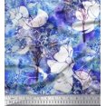 thumbnail image 1 of Soimoi Rayon Fabric Snowflake & Tree Watercolor Printed Craft Fabric by the Yard 42 Inch Wide, 1 of 3