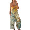 thumbnail image 1 of Sexy Dance Combinaison Longue pour Femmes, Jambes Larges, Pantalon Ample, Col Rond, Orange G, 1 of 3