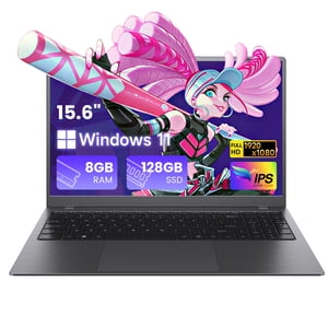 RNRUO 15.6" Laptop, Intel 6500Y 8GB RAM 128GB ROM, Windows 11 Office 2024, Type-C PD, Numeric Keypad 1080p Display Dual 4K Output Laptop Computer for Business Work Study