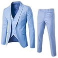 thumbnail image 1 of cllios Men's 3 Piece Slim Fit Suit Set, One Button Solid Formal Business Wedding Party Jacket Vest Pants Suit, 1 of 6