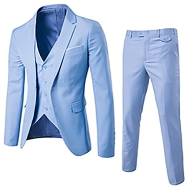EGNMCR Men's Suits 3 Piece Slim Fit Suit Set, Button Business Wedding Party Tuxedo Solid Blazer Jacket Vest Pants