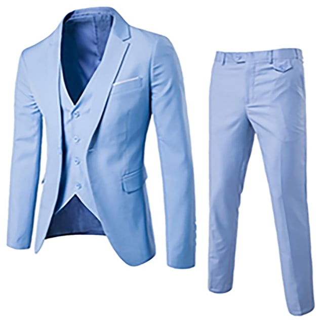 cllios Men's 3 Piece Slim Fit Suit Set, One Button Solid Formal Business Wedding Party Jacket Vest Pants Suit