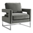 thumbnail image 1 of TOV Furniture Avery Chaise Moderne de 20 Pouces en Velours et Acier Inoxydable, Gris/argent, 1 of 6