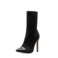 thumbnail image 1 of jsaierl Bottes à Talons Hauts pour Femmes, Bottines à Talons Aiguilles à Blocs de Couleur pour Femmes, à Enfiler, Bout Pointu, Extensibles, 1 of 8
