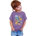 thumbnail image 2 of PMVFHDE T-Shirts Garçons Garçon et Fille Mode Décontractée Imprimé Col Rond Ample Manches Courtes T-Shirt Haut Violet, 8-9 Ans, 2 of 3