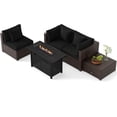 thumbnail image 2 of Costway 5 PCS Patio Furniture Set Heavy-duty Frame Rattan Sofa Set with 60,000 BTU Firepit Table Black, 2 of 10