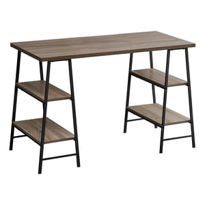 Monarch Specialties Bureau d'ordinateur, Bureau à la maison, Ordinateur portable, Étagères de rangement, 48"l, Travail, Métal, Stratifié, Brun, Noir, Contemporain, Moderne