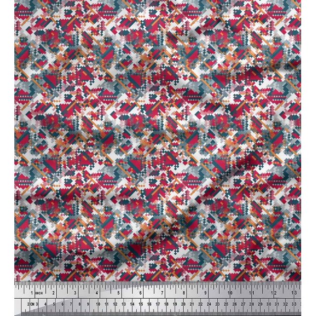 Soimoi Poly Georgette Fabric Check & Geometric Fabric Prints By Yard 52 Inch Wide