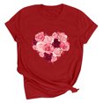 thumbnail image 1 of Meichang Chemises de la Saint-Valentin pour Femmes Imprimé Cœur Manches Courtes Col Rond Hauts de Vacances Décontractés Mignons Pulls Blouses, 1 of 2