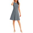 thumbnail image 2 of INSPIRE CHIC Women's Wear to Work Solid Color Sleeveless A-Line Flared Midi Dresses S Grey, 2 of 6