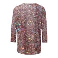 thumbnail image 3 of DDAPJ pyju 2025 Hauts Mode pour Femmes 2025 T-Shirts à Manches 3/4 à Col Rond à Imprimé à Paillettes Blouse à Paillettes pour Fête des Fêtes Chemises Liquidation Ventes Aujourd'hui Rose TTTTG, 3 of 5
