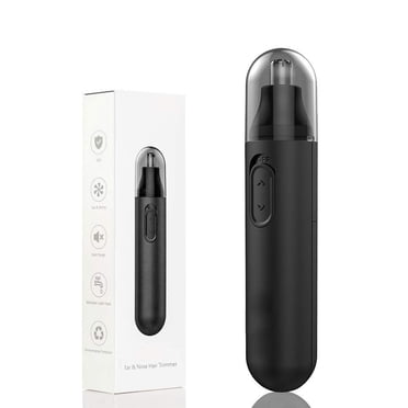 Tondeuse pour Poils du Nez et des Oreilles, Épilateur Professionnel pour Poils du Nez Indolores pour Hommes et Femmes, Tête en Acier Inoxydable Étanche, Lames à Double Bord, Moteur Silencieux, Brosse de Nettoyage - Noir
