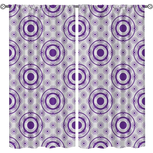 Mandala Geometry Design Extra Long Blackout Curtains, Scattered Round Big and Small Decorative 2-Panel Window Drapes, Dust-Proof Easy to Clean Window Treatments for Bedroom Living Room-W42xL54in