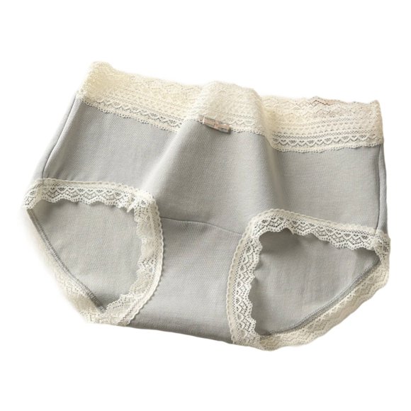 LNWUY Womens Underwear Cotton Lace Underwear for women Ladies Lace Trim Panties Comfort Briefs 1-Pack Gray M