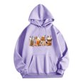 thumbnail image 1 of Rbaofujie Chandails d'Automne pour Femmes Chandail à Capuche à Cordon Mode à Manches Longues Imprimé Haut à Capuche Coa Violet Chandails à Capuche pour Femmes, 1 of 5