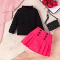 thumbnail image 2 of Penkiiy Ensemble Jupe Plissée 3 Pcs pour Tout-Petites Filles Tenue d'Automne Hiver pour Filles Robe Douillette Ensemble de Vêtements avec Béret 2-3 Ans Noir, 2 of 8