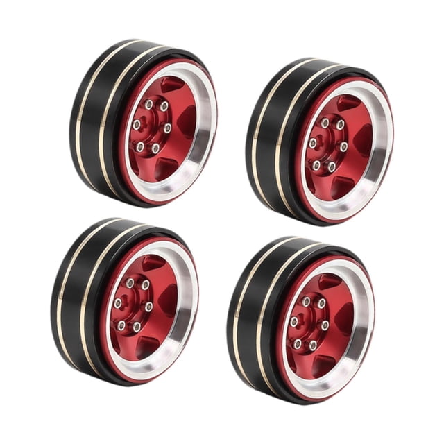 Milaget 4 Pieces 1.3 Inches Beadlock Wheel Rim for FMS Ascent-18 1: 18 RC Car Sturdy Red
