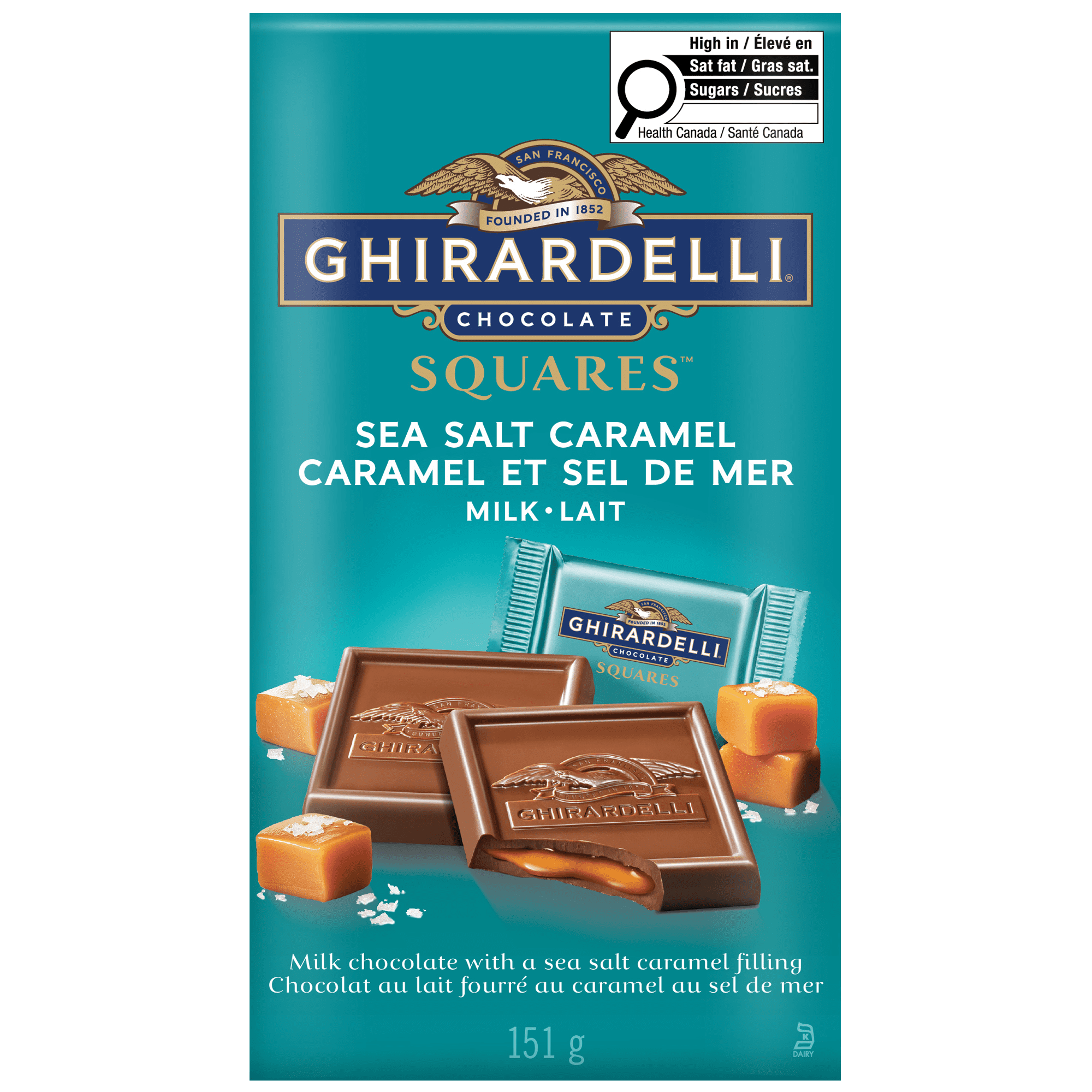GHIRARDELLI Sea Salt and Caramel Milk Chocolate Squares, 151-Gram Bag