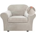thumbnail image 1 of Modern Velvet Plush 4 Piece High Stretch Sofa Slipcover Furniture Protector Form Fit Luxury Thick Sofa Cover, Machine Washable, 1 of 6