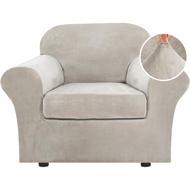 Modern Velvet Plush 4 Piece High Stretch Sofa Slipcover Furniture Protector Form Fit Luxury Thick Sofa Cover, Machine Washable