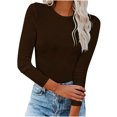 thumbnail image 1 of Qertyioot T-Shirt Blouse Basique Aguichant Moulante Extensible à Manches Longues pour Femme, Mode d'Automne, Hauts Unis, 1 of 7