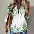 thumbnail image 3 of Chemise Boutonnée pour Femmes à Col, Manches Longues, Blouse Tendance à Imprimé Floral, Décontractée et Ample, Tunique d'Automne pour Sorties, 3 of 5