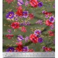 thumbnail image 1 of Soimoi Polyester Crepe Fabric Leaves & Floral Print Fabric by The Yard 52 Inch Wide, 1 of 3
