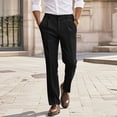 thumbnail image 2 of Men's Business Style Solid Colour Straight Slim Fit Trousers Suitable Trousers To Wear With Suit Tops, 2 of 4