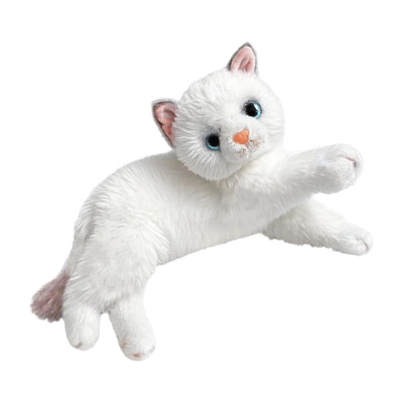 Bunblic Jouet Chat Réaliste Poupée Chat pour Enfants Câlin Cadeau Dessin Animé Chaton en Peluche Doux Réaliste pour Canapé Chambre Maison Voiture Déco Blanc