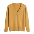 thumbnail image 1 of VgaVtl Long Sleeve Womens Plus Size Sweaters Women Cardigan Sweater Button up Yellow Solid Color Regular Knitted Sweaters, 1 of 6