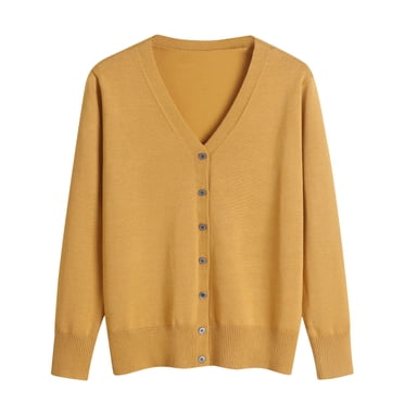 Aqestyerly Women's Oversize Cardigan,Spring Long Sleeve V-neck Knit Sweater for Plus Size Casual Outerwear HWRETIE